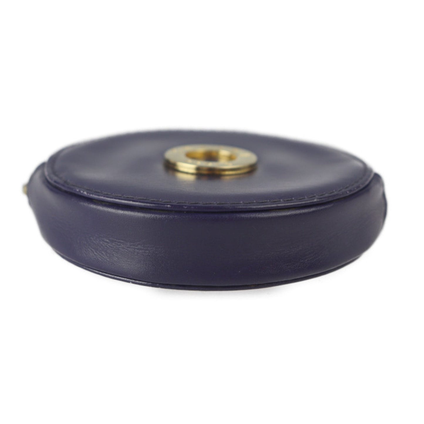 Celine coin case leather purple navy gold metal fittings circle logo purse