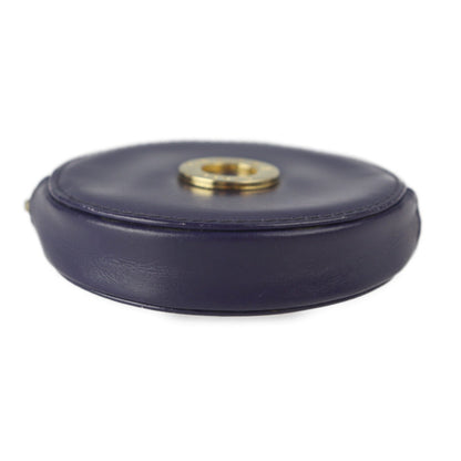 Celine coin case leather purple navy gold metal fittings circle logo purse