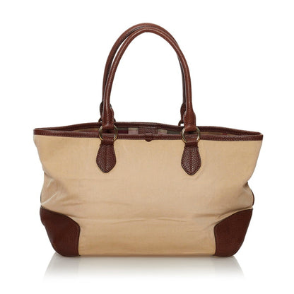 Burberry mega check handbag beige brown canvas leather ladies BURBERRY