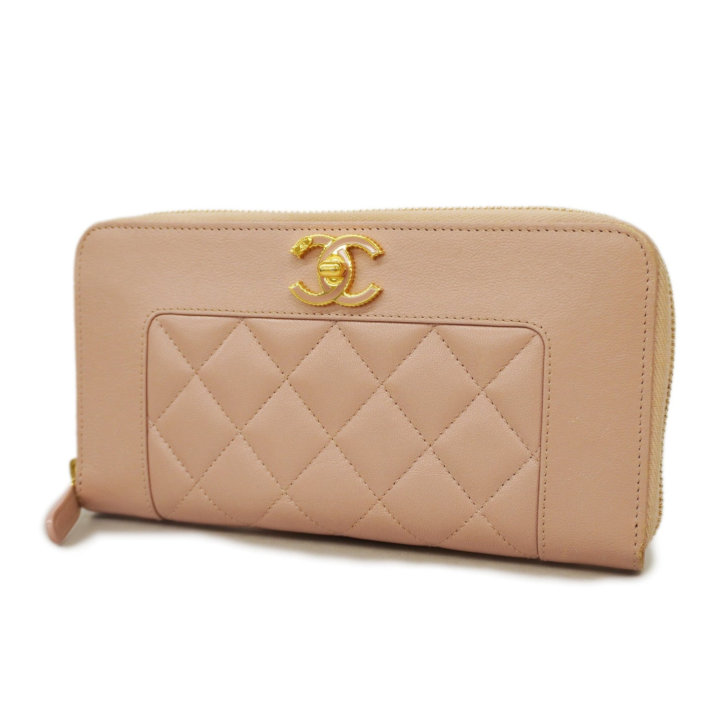 ChanelAuth  Matelasse Long Wallet Gold Hardware Women's Lambskin Long Wallet