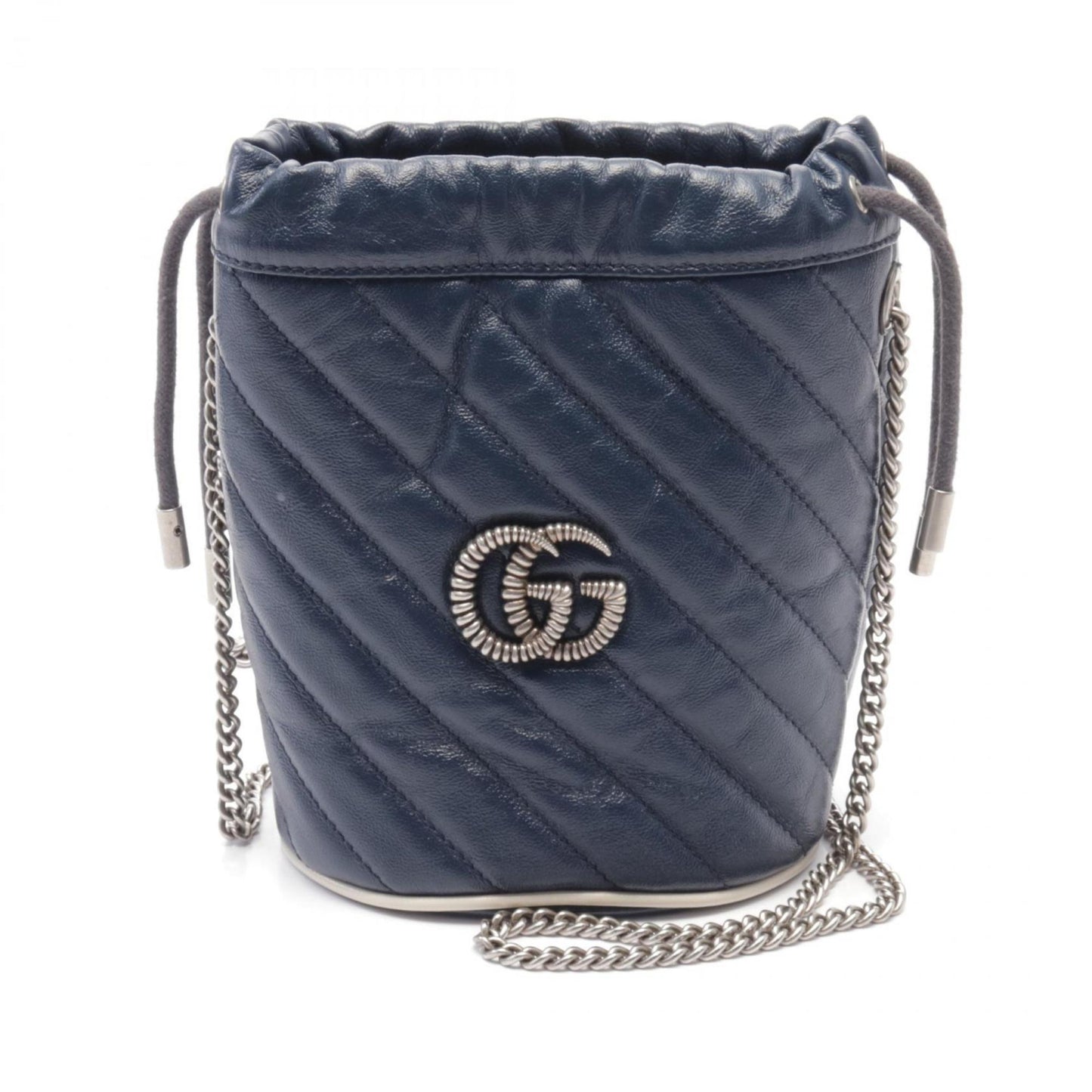 Gucci Navy White Leather Shoulder Bag