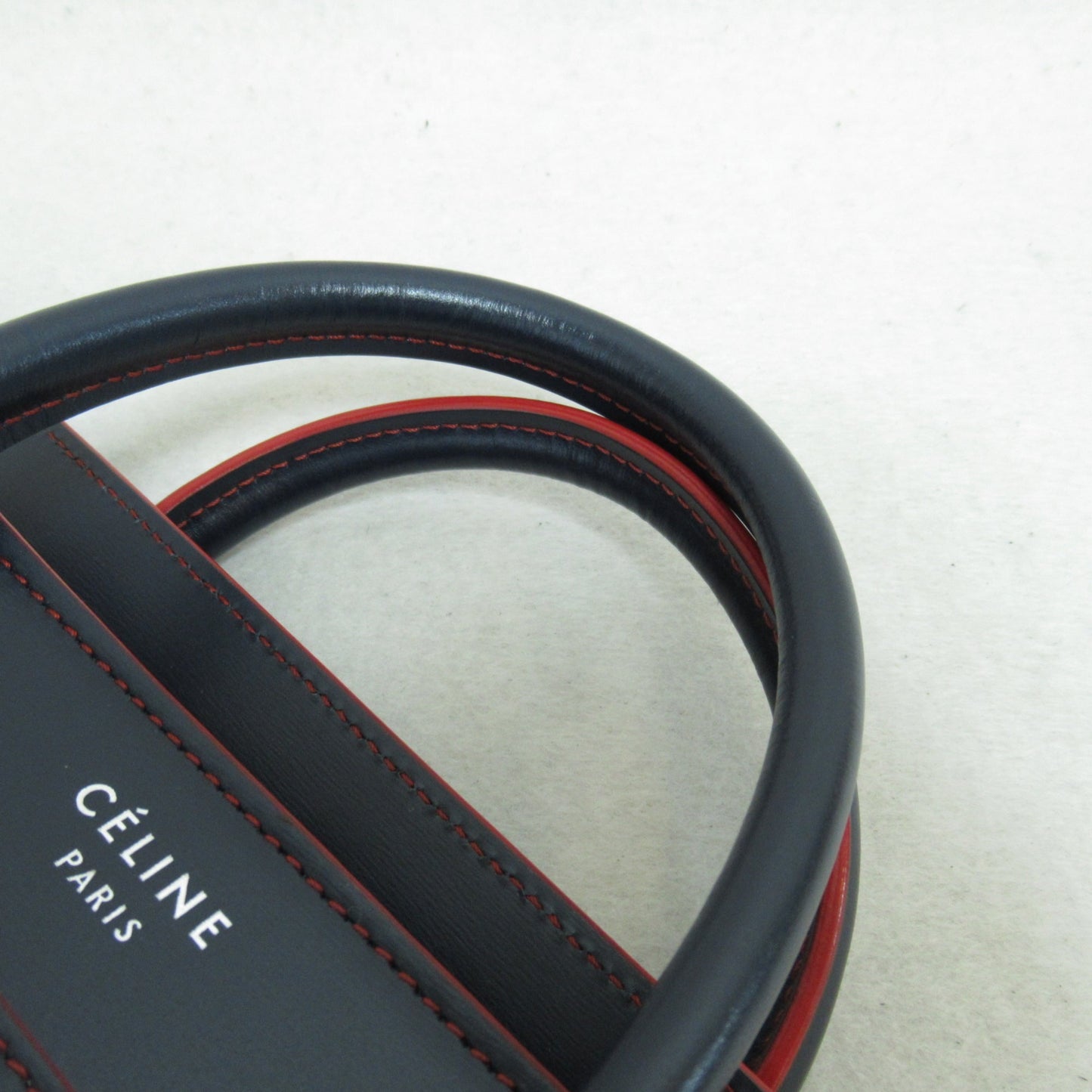 Celine Luggage Micro Shopper Shoulder Bag Navy Red Calfskin [cowhide]