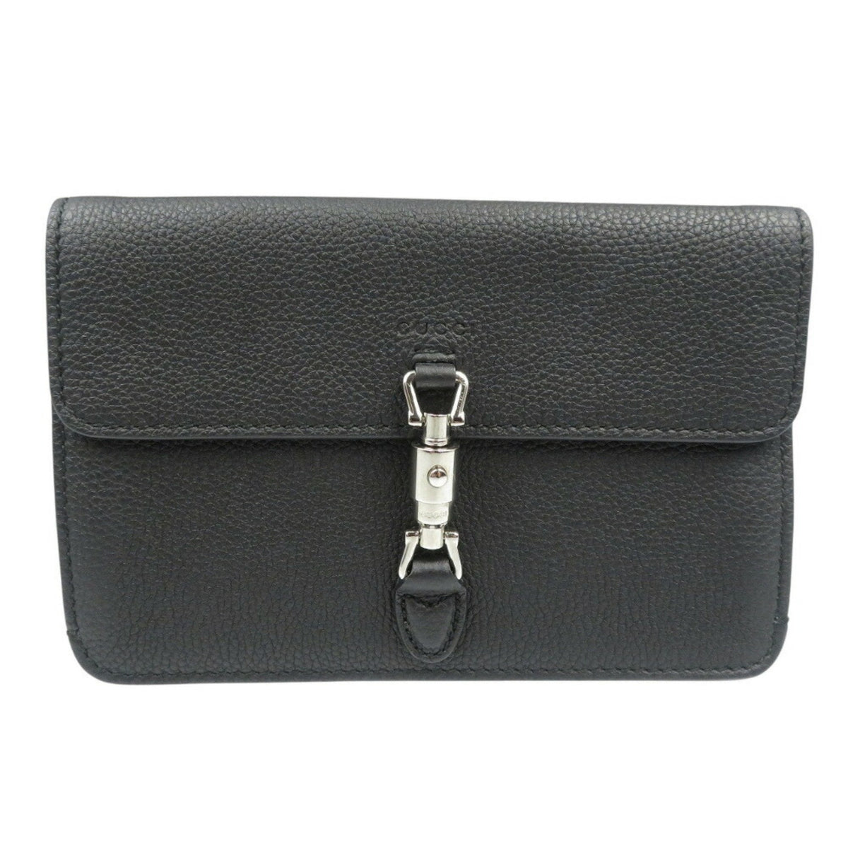 Gucci Black Leather Clutch Bag Pouch ()