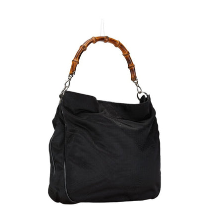 Gucci Black Canvas Leather Handbag Shoulder Bag