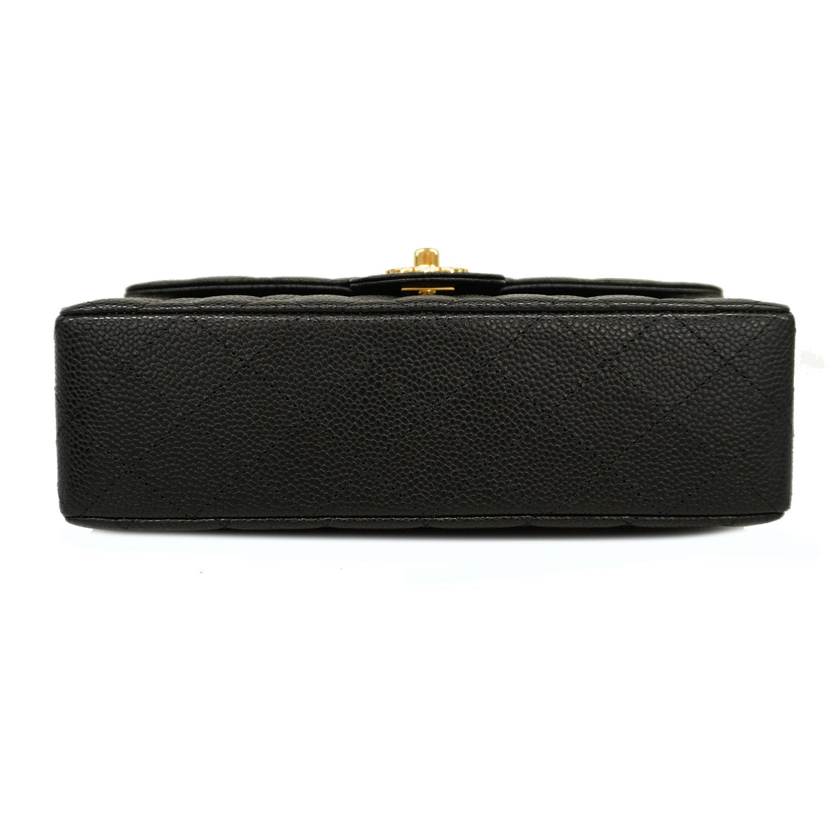 CHANELAuth  Matelasse W Flap W Chain Women's Caviar Leather Shoulder Bag Black