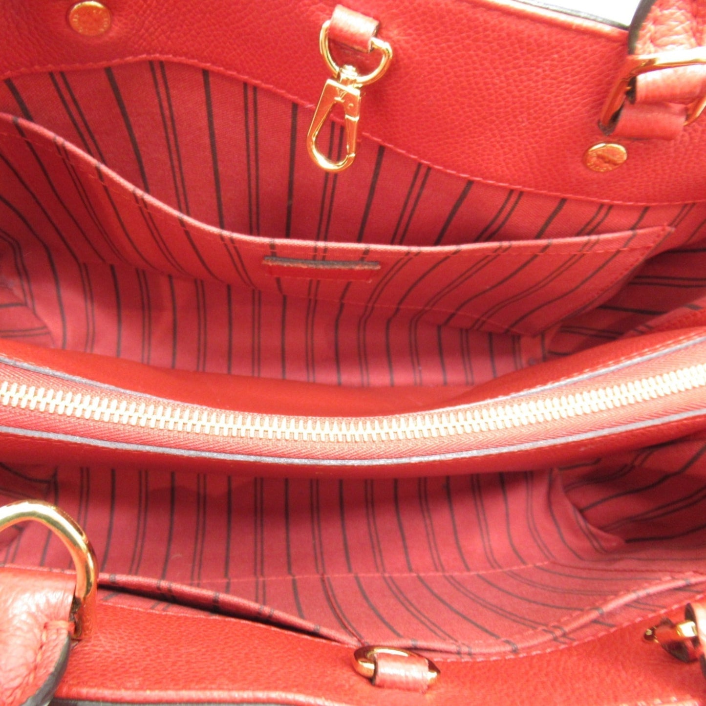 Louis Vuitton Montaigne MM Shoulder Bag Red Cerise Monogram empreinte leather M41194