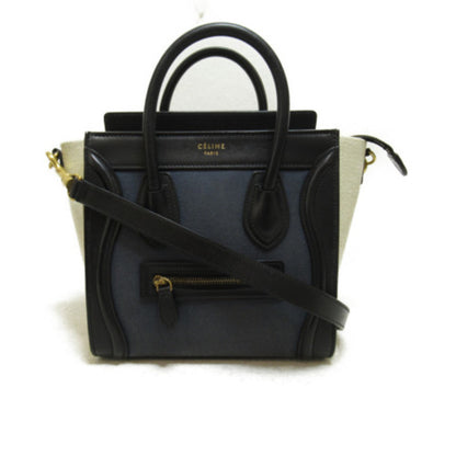 Celine Luggage nano shopper Black White canvas