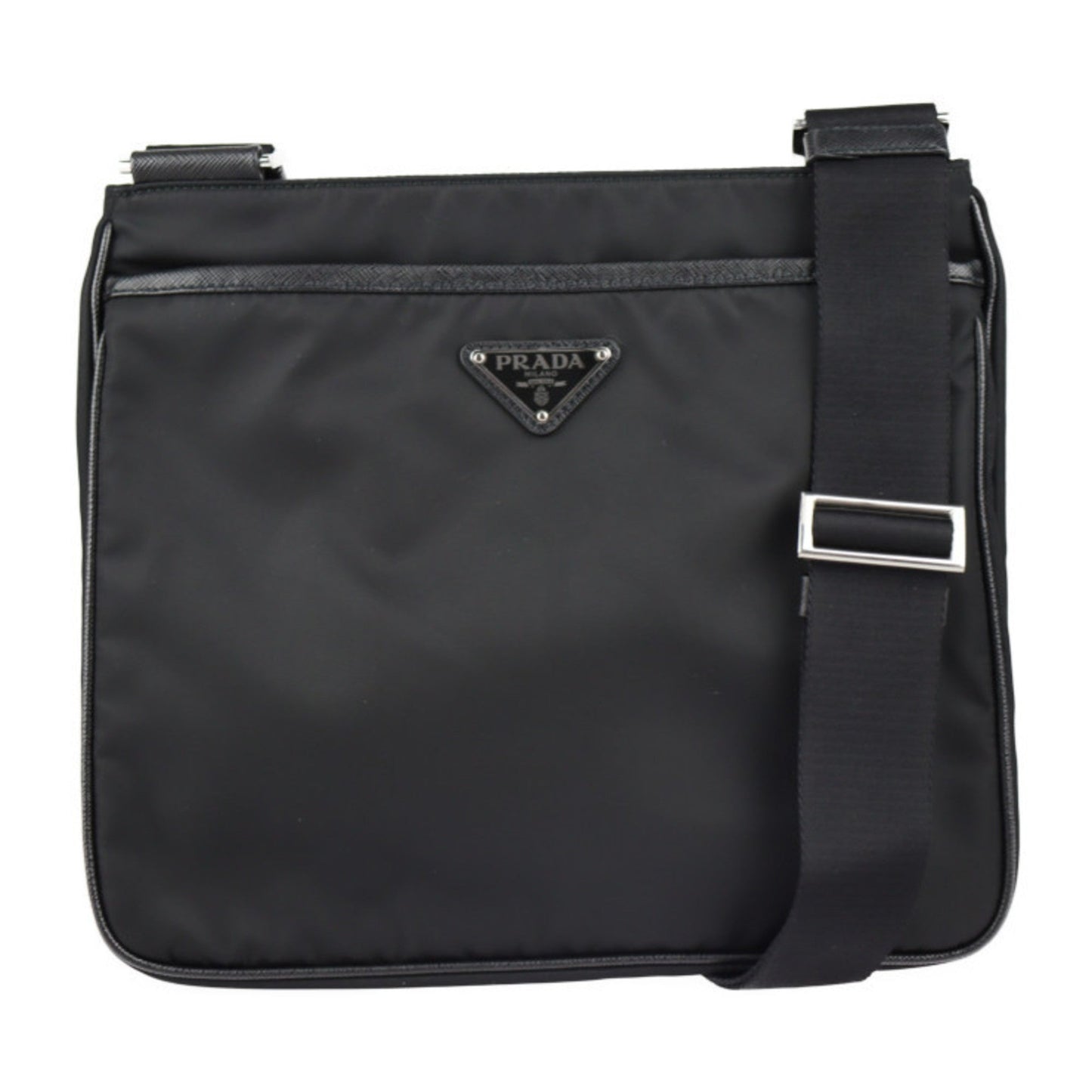 Prada shoulder Bag 2VH118 nylon black silver metal fittings