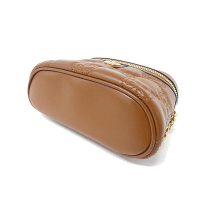 Gucci Brown Leather Shoulder Bag Vanity Bag