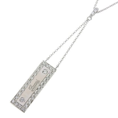 Gucci logo plate necklace K18WG melee diamond