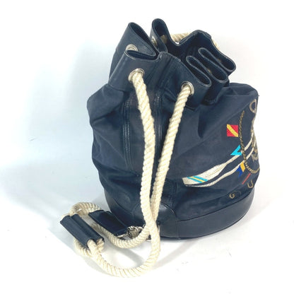 Gucci Navy Coated Canvas Leather Shoulder Bag