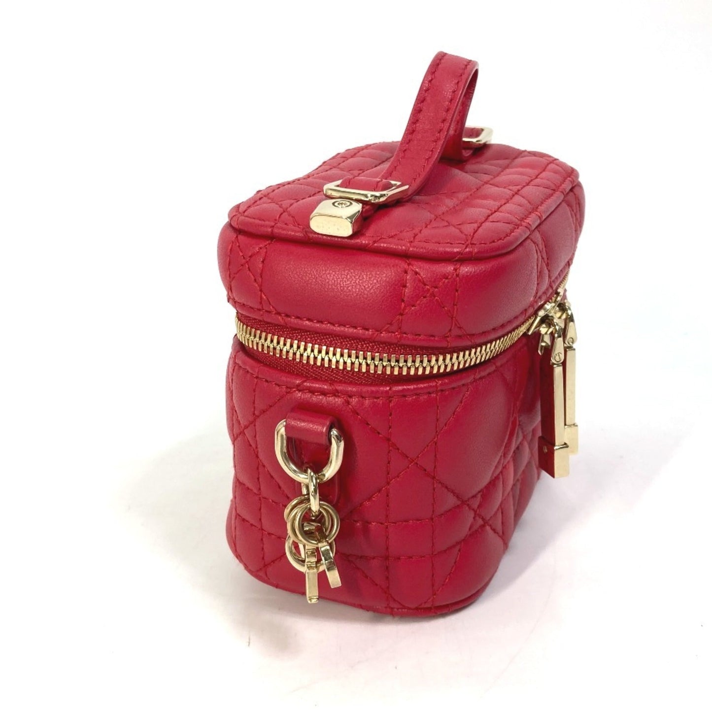 Christian Dior Lady Dior Red Color Handbag Pochette Shoulder Bag Vanity Bag ()
