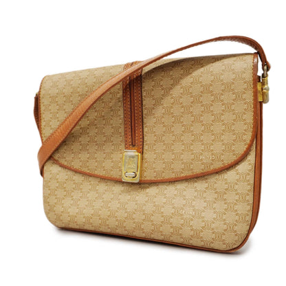 Celine  Macadam Shoulder Bag Women's PVC,Leather Shoulder Bag Beige,Brown
