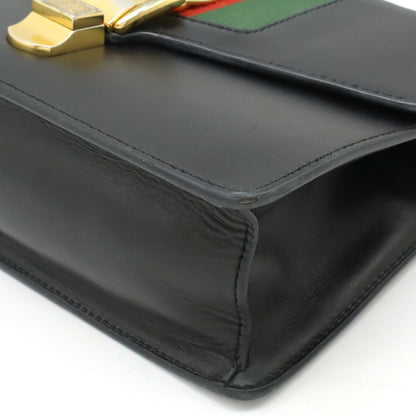 Gucci Black Green Red Color Leather Shoulder Bag