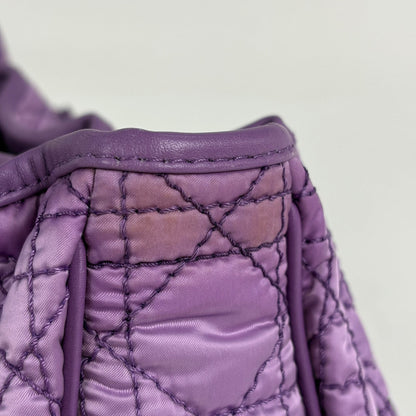 Christian Dior Purple Nylon Leather Handbag Tote Bag ()