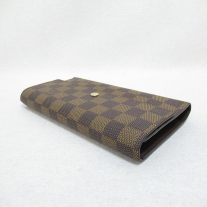 LOUIS VUITTON Portefeiulle International Trifold Long Wallet Brown Ebene Damier PVC coated canvas N61217