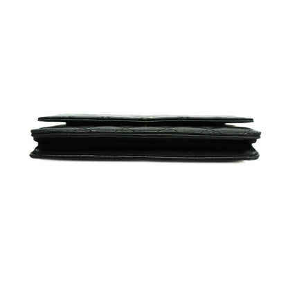 ChanelAuth  Matelasse Chain Shoulder Gold Hardware Lambskin Wallet Black