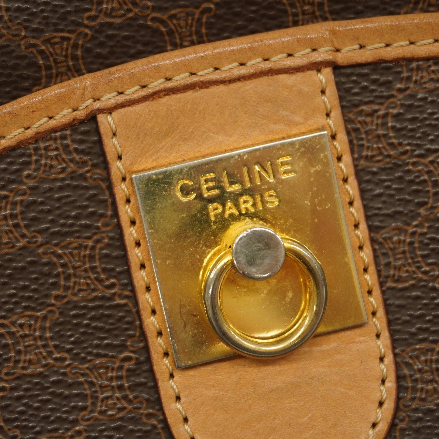 Celine  Macadam Shoulder Bag Women's PVC,Leather Shoulder Bag Brown