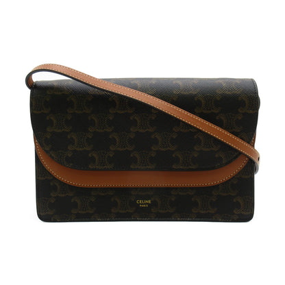 Celine Shoulder Bag Brown PVC coated canvas leather