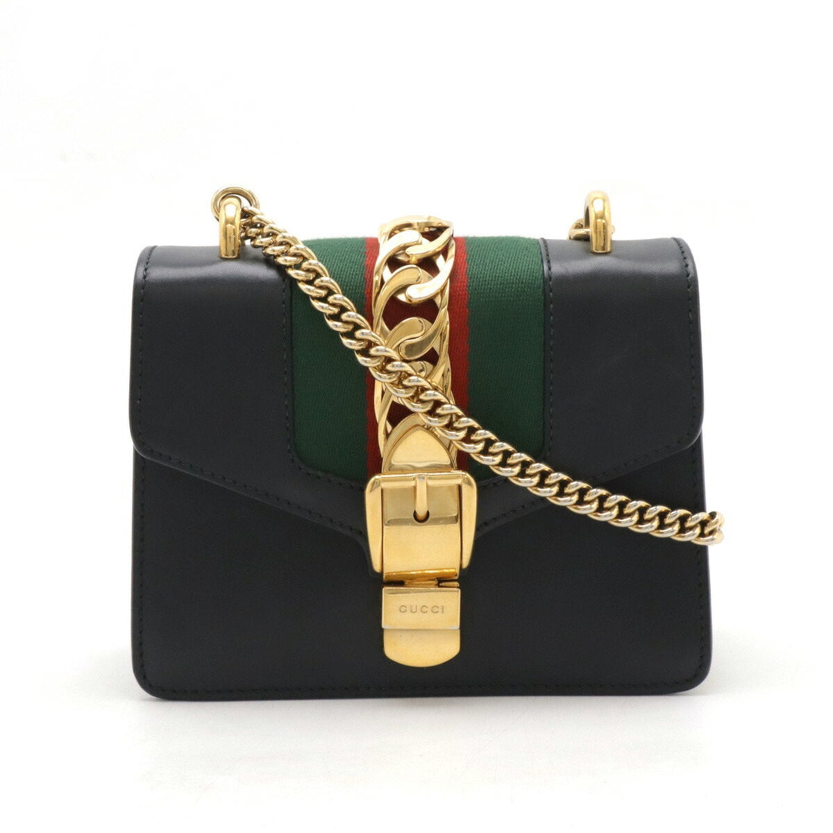Gucci Black Green Red Color Leather Pochette Shoulder Bag ()