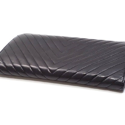 Chanel Bifold Long Wallet V Stitch Women's Black Lambskin A31509 Coco Mark Leather