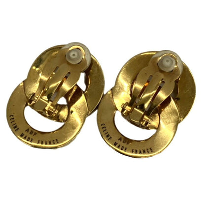 Celine Design Earrings Round GP Gold Ladies