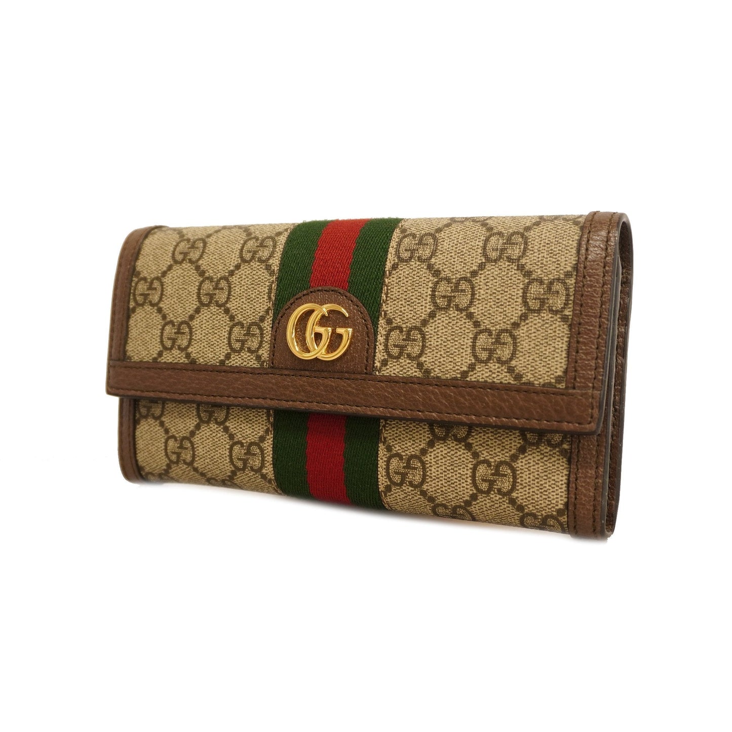 Gucci Ophidia Gold Hardware 523153 Women's GG Supreme Long Wallet (bi-fold) Beige