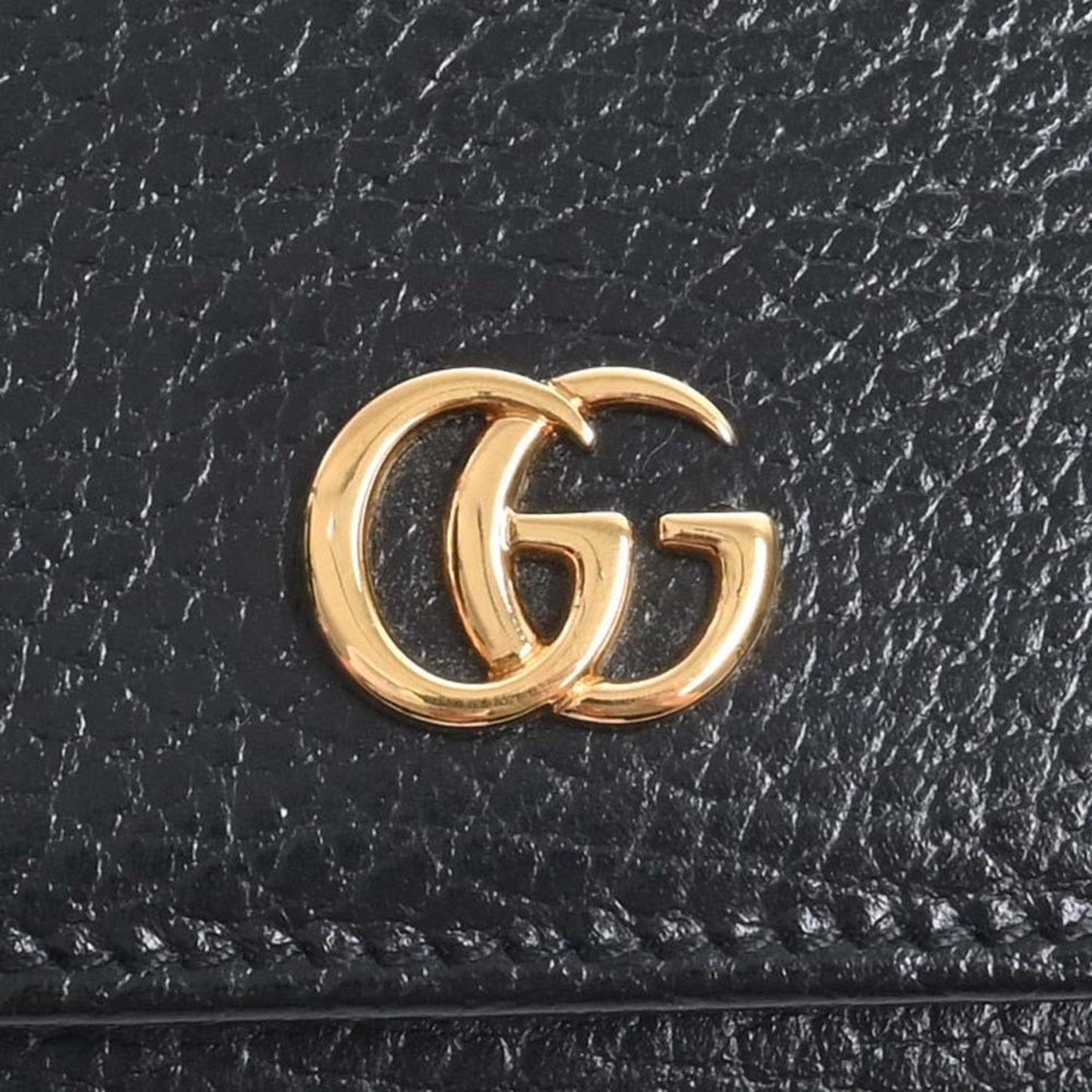 GUCCI Petit Marmont Leather Trifold Wallet 474746 Black Women's