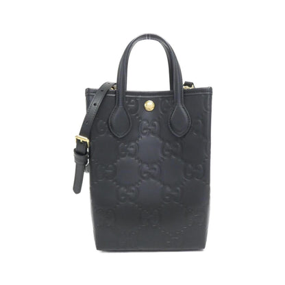 Gucci Black Gg Leather Handbag