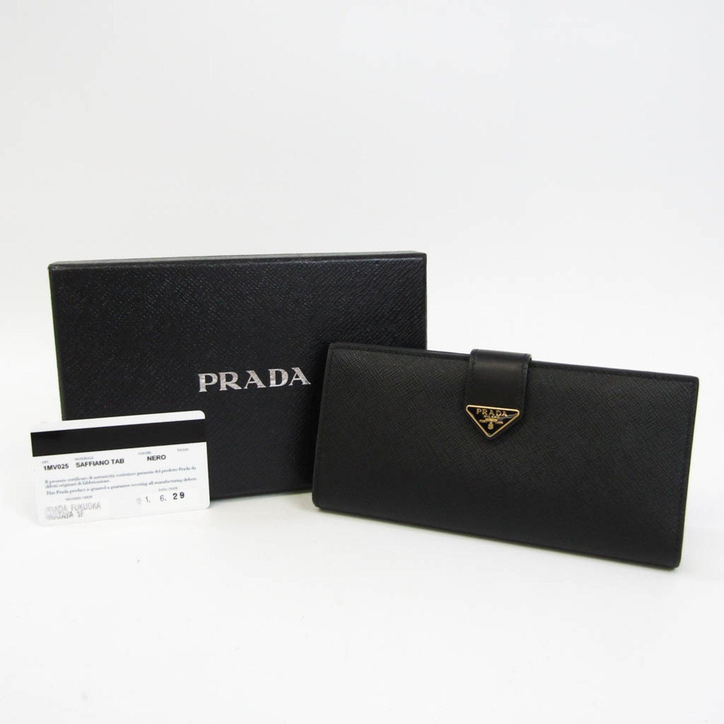 Prada Saffiano SAFFIANO TAB 1MV025 Women's Leather Long Wallet [bi-fold] Black