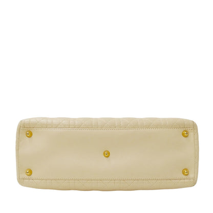 Christian Dior Lady Dior Ivory Leather Handbag Shoulder Bag ()