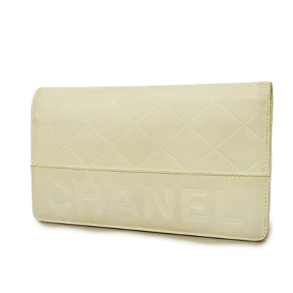 ChanelAuth  Matelasse Long Wallet Silver Metal Fittings Women's Lambskin Wallet