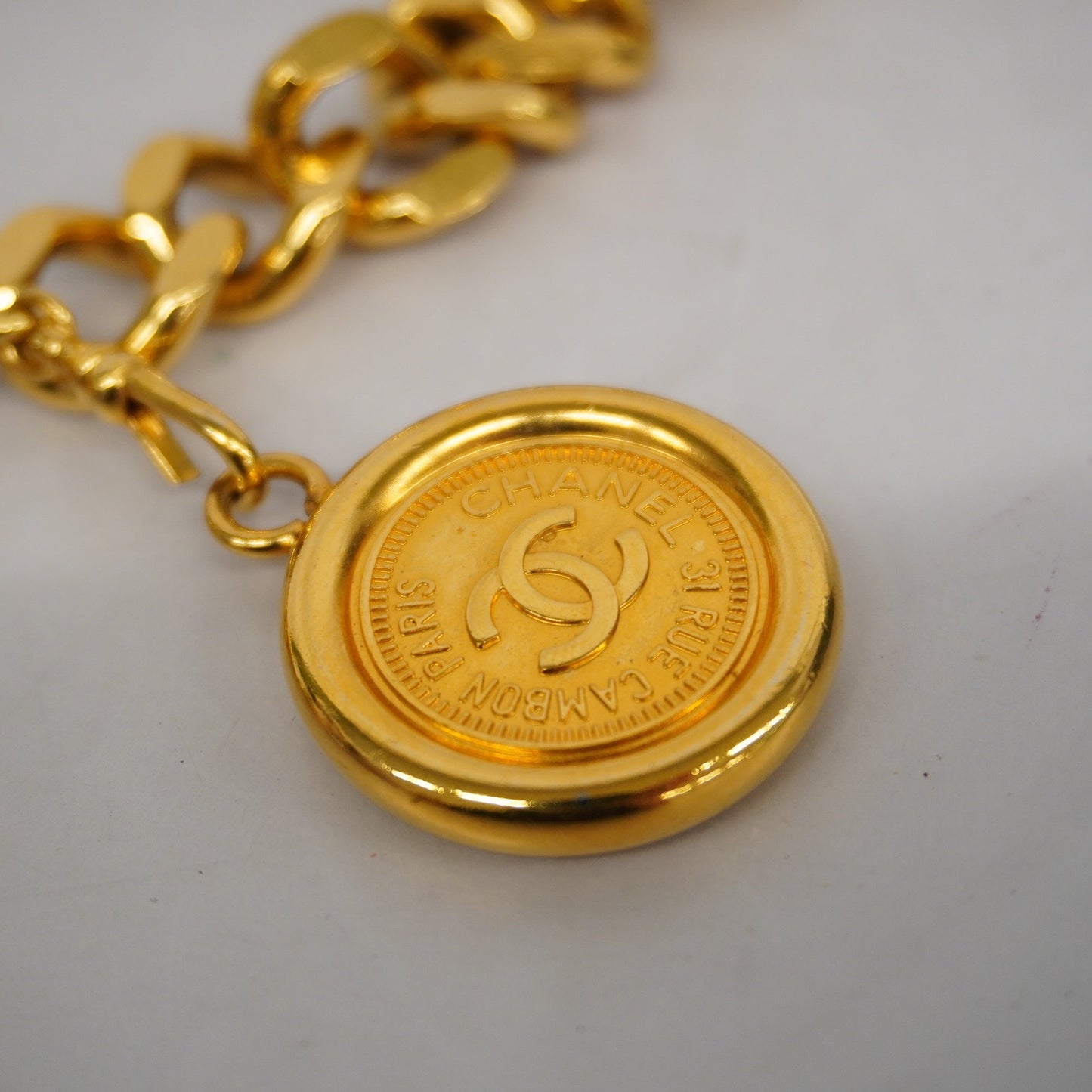 ChanelAuth  Chain Belt Gold Metal Women's Chain Belt