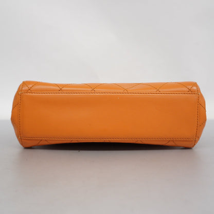 CHANELAuth  Matelasse Women's Leather Handbag Orange