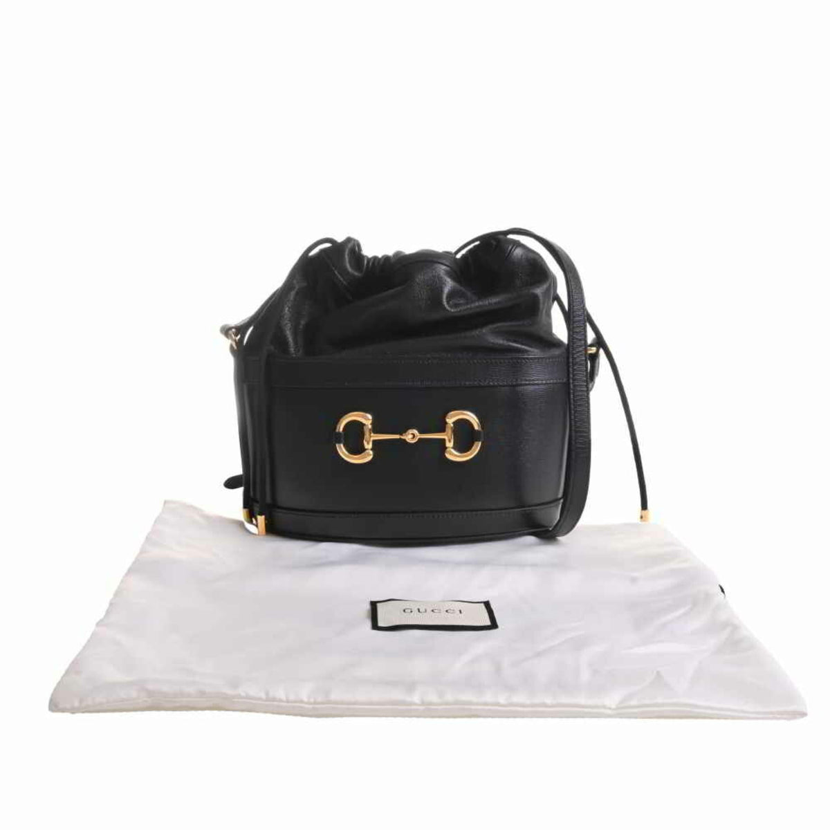 Gucci horsebit leather bucket bag shoulder black