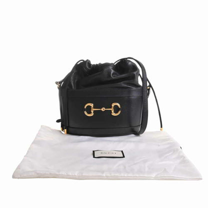 Gucci horsebit leather bucket bag shoulder black