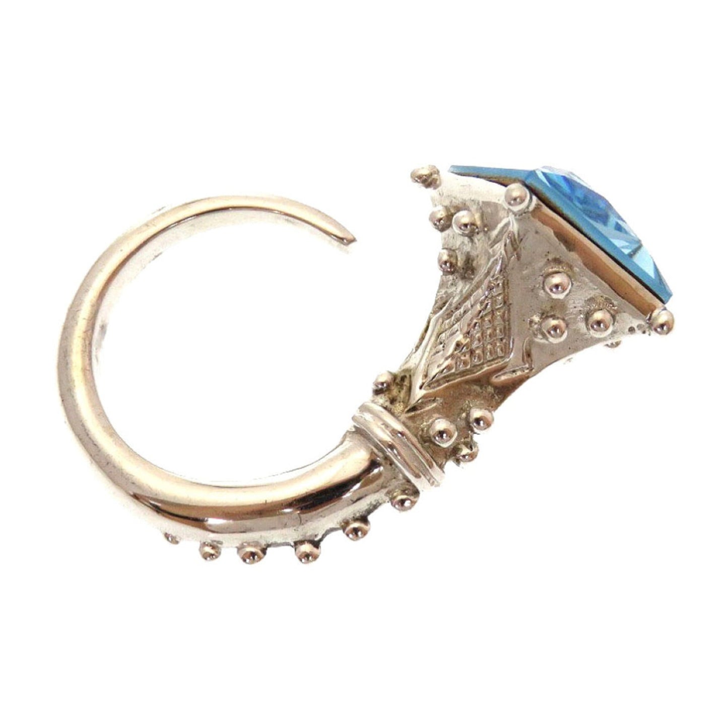 Christian Dior Silver Blue Metal Band Ring ()