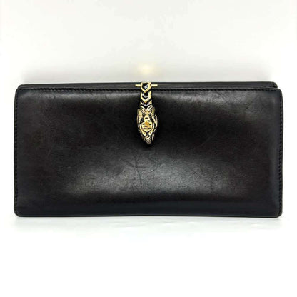 Gucci Black Leather Long Bill Wallet (Bi-Fold) ()