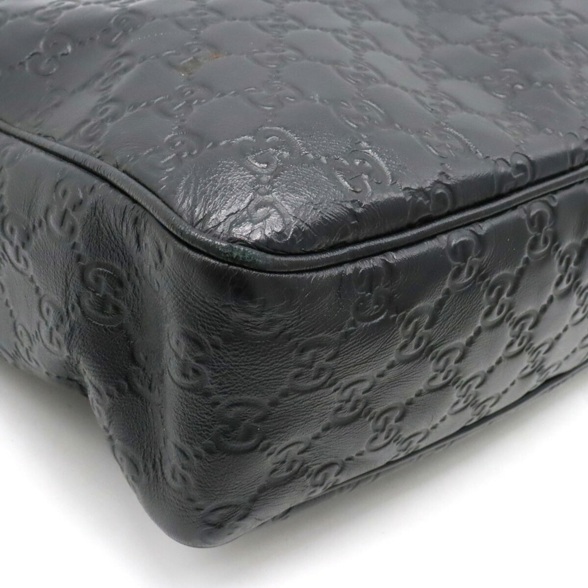 GUCCI sima Shoulder Bag Leather Black 322080