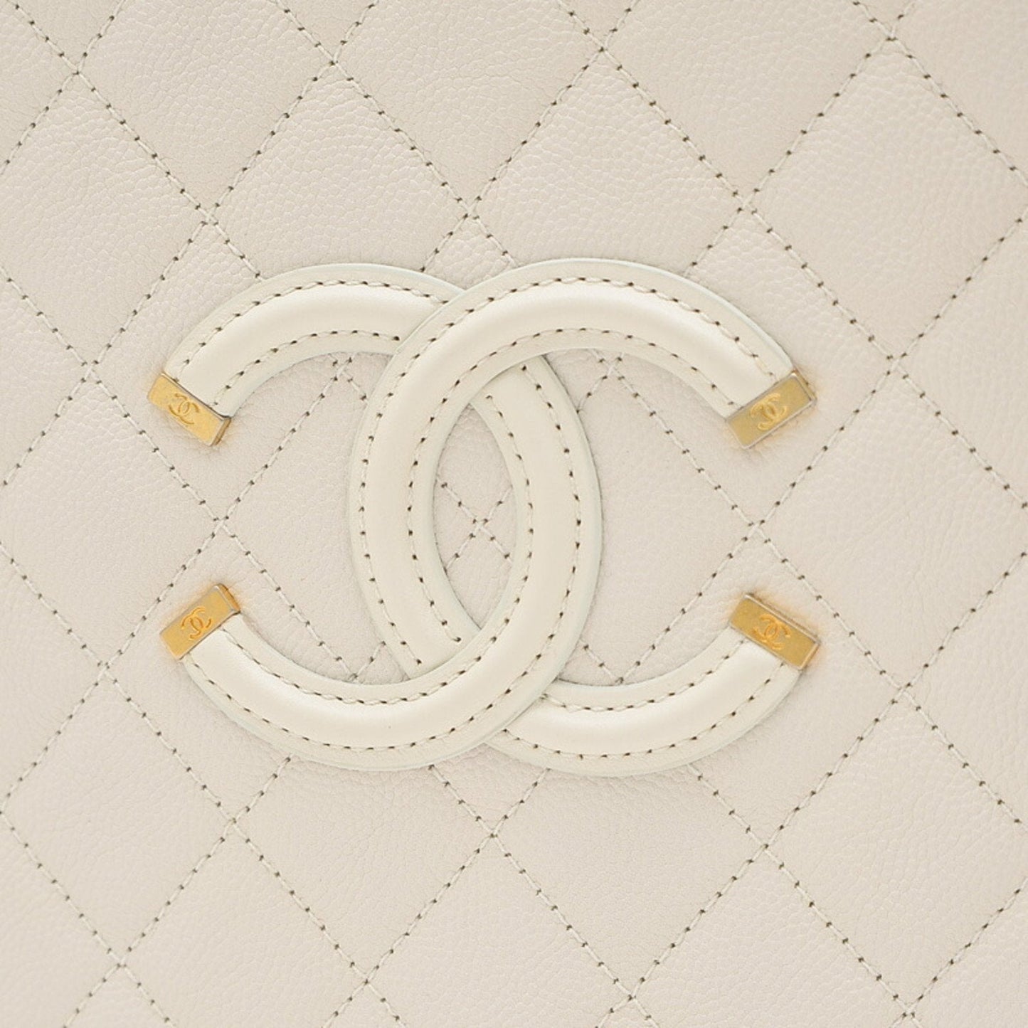 Chanel CC Filigree Matelasse Vanity Case 2Way Bag Caviar Off-White A93344