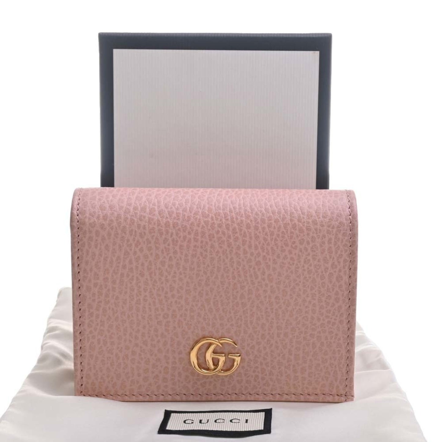 GUCCI GG Marmont Leather Bifold Wallet 456126 Pink Women's