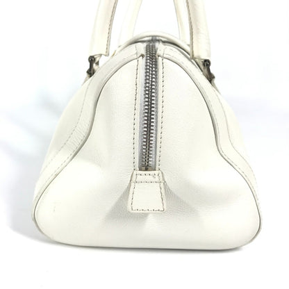 Christian Dior White Leather Boston Bag Handbag ()