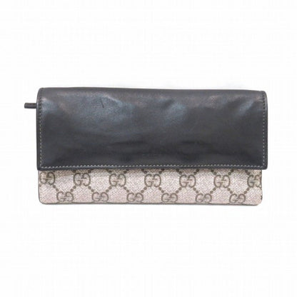 Gucci Beige Black Gg Supreme Leather Long Wallet (Bi-Fold) ()