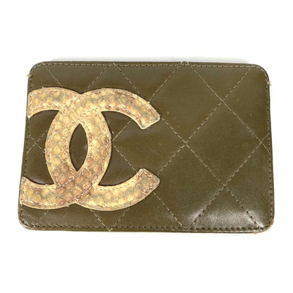 Chanel Cambon Line Pass Case Card Case Card Case khaki