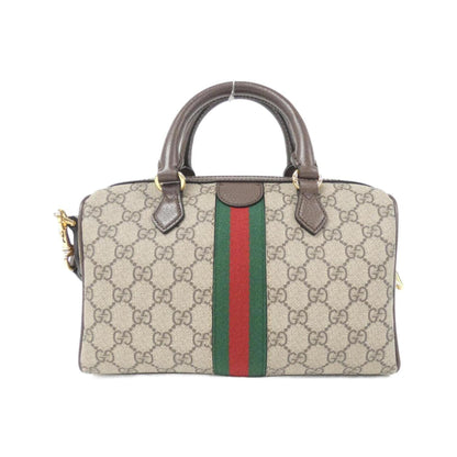 Gucci Beige Brown Gg Supreme Leather Boston Bag