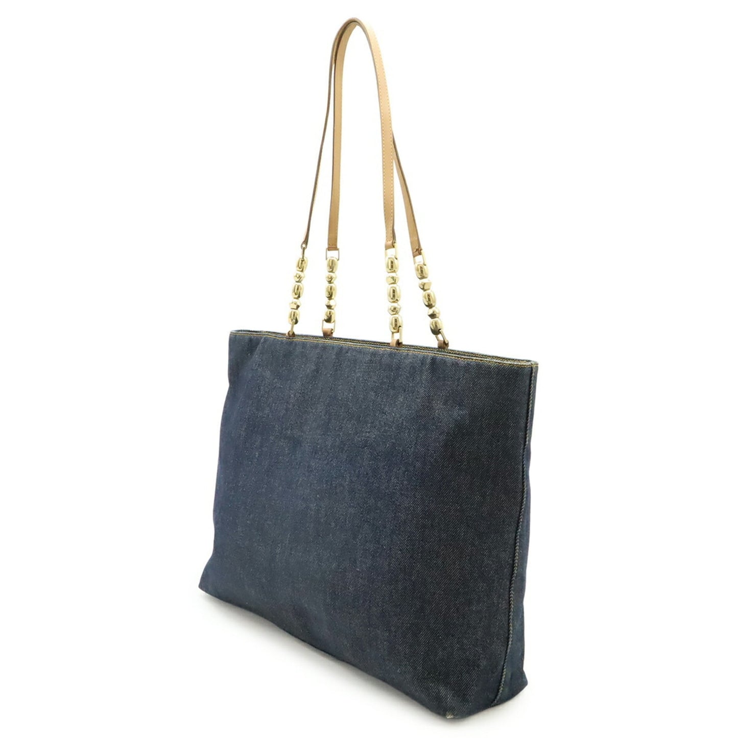 Christian Dior Navy Denim Leather Shoulder Bag Tote Bag ()