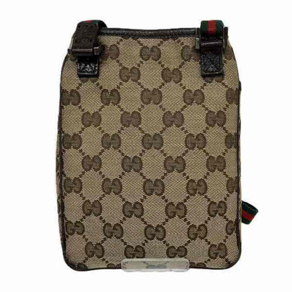 Gucci Brown Canvas Leather Pochette Shoulder Bag