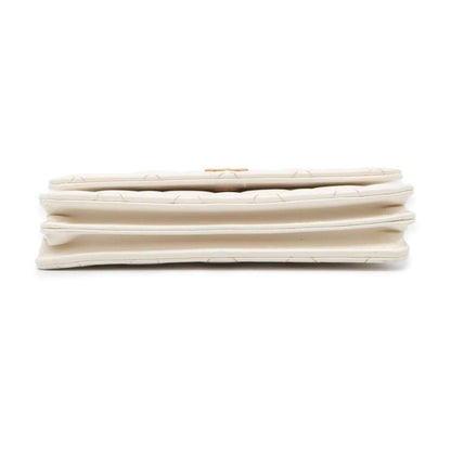Chanel Chain Wallet Matelasse Frill Coco Mark Lambskin CHANEL White