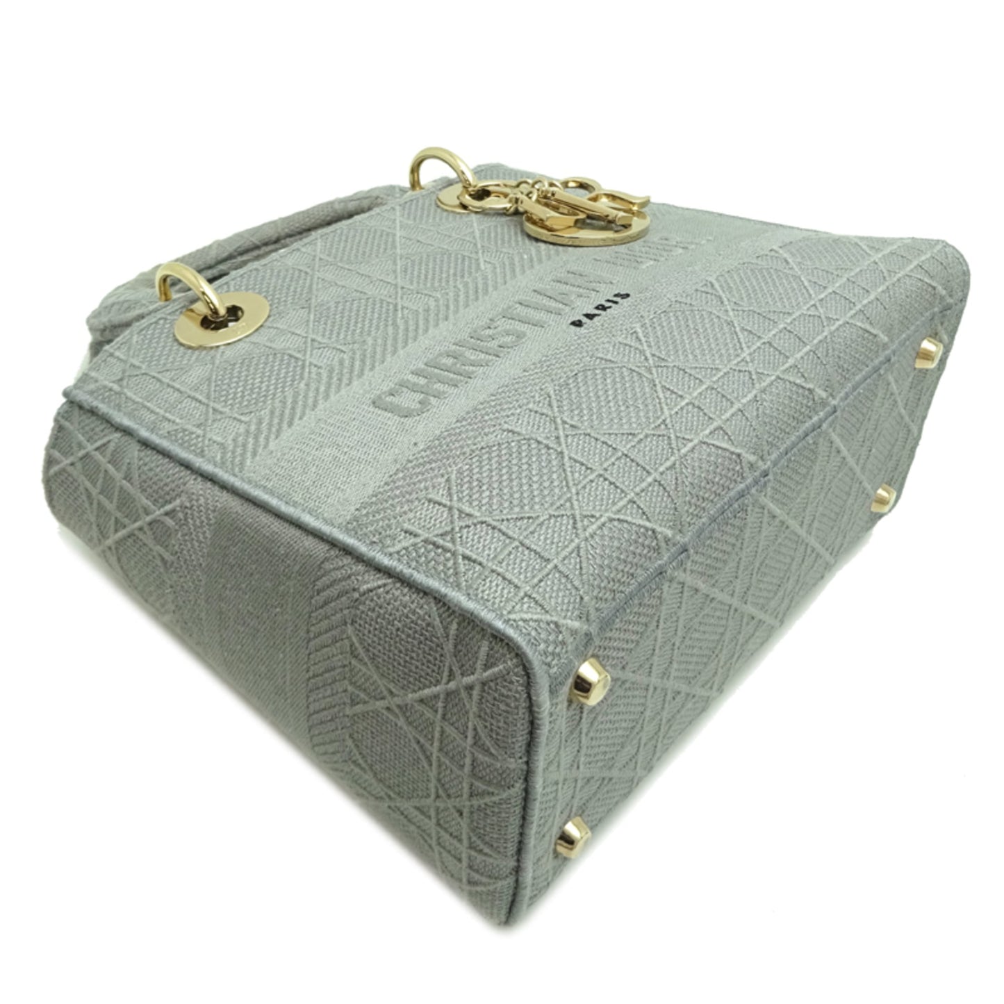 Christian Dior Lady Dior Gray Canvas Handbag ()