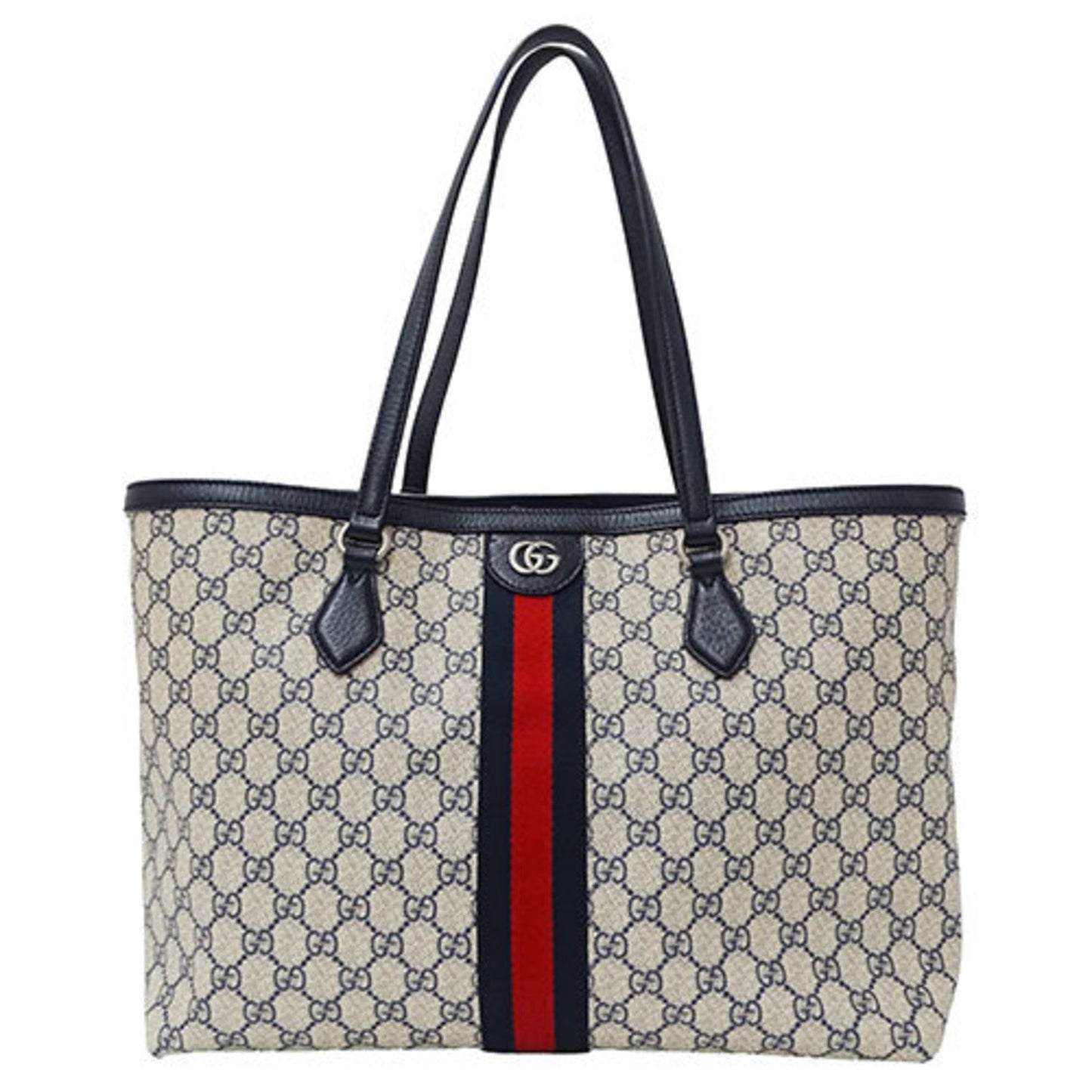 Gucci Ivory Navy Gg Supreme Tote Bag